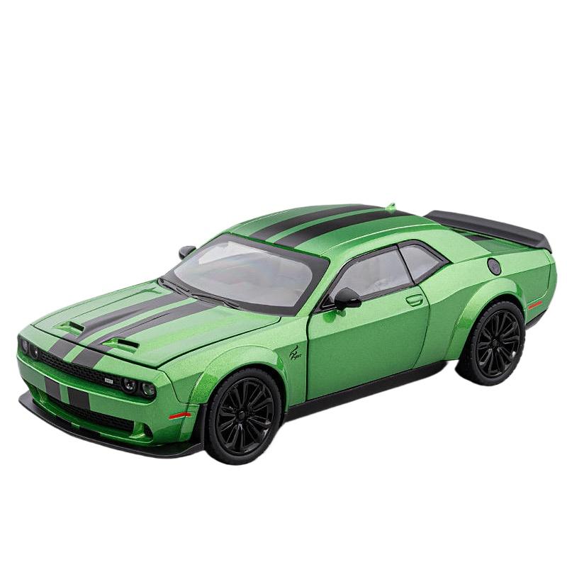 1/22 Dodge Challenger SRT Hellcat Alloy Musle Car Model Diecasts Metal Sports Car Vehicles Model Sound Light Childrens Toy Gift
