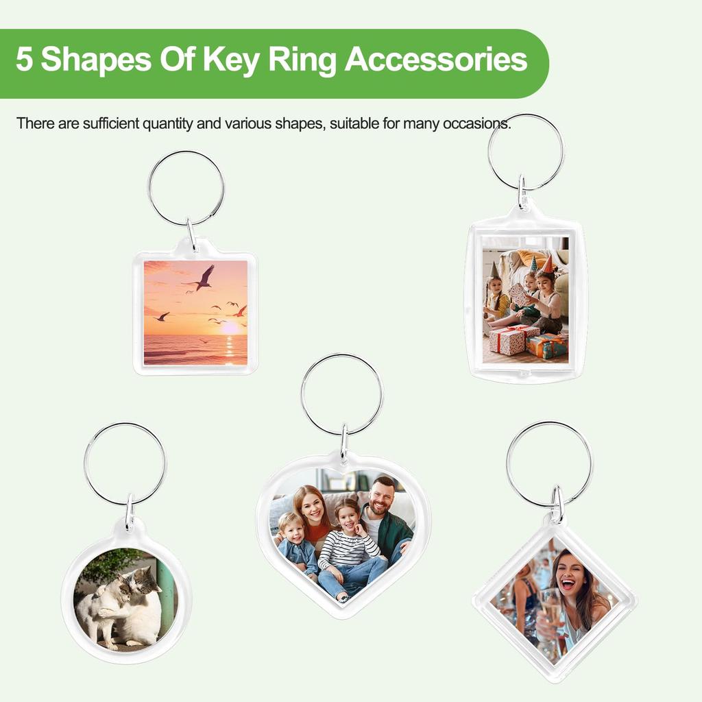 50 Stück Schlüsselanhänger mit Fotorahmen, Klare leere Fotoeinsatz-Schlüsselanhänger DIY-Bastelarbeit, Machen Sie Ihre eigenen personalisierten Schlüsselanhänger
