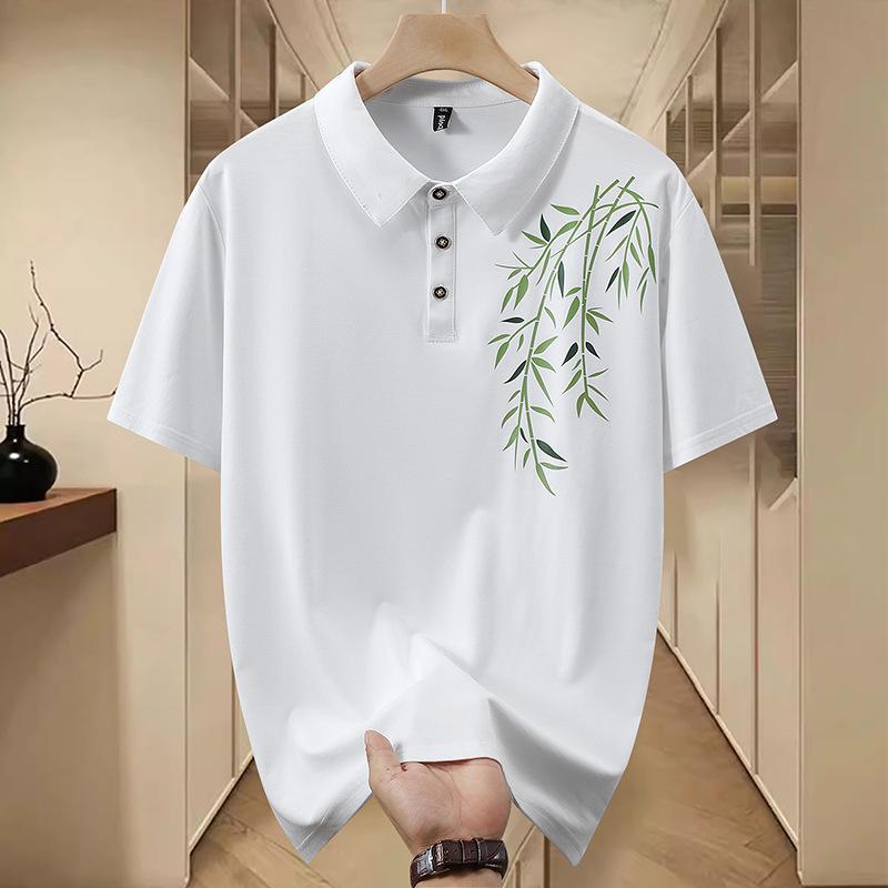 

Рубашка поло больших размеров, мужская футболка с короткими рукавами, летняя свободная повседневная деловая футболка с лацканами 6XL белый