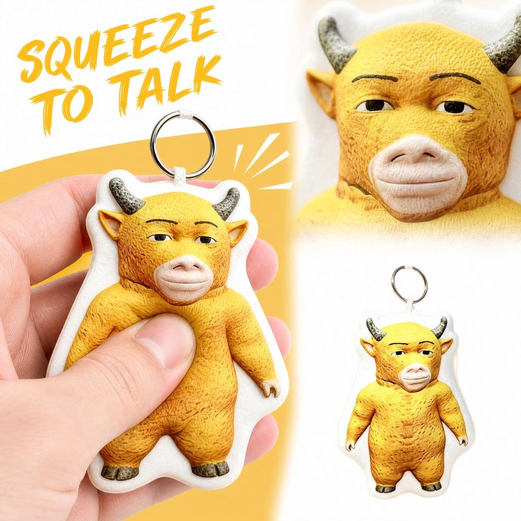 Cow Plush Keychain Pendant with Sound, Press to Play Voice, Funny Novelty Toy Bag Charm