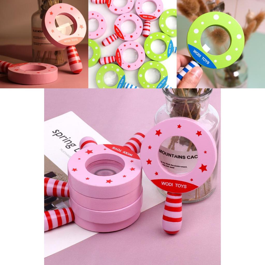 Childrens Science Experiment Magnifier Toy For Kids With Wooden Frame For Early Learning