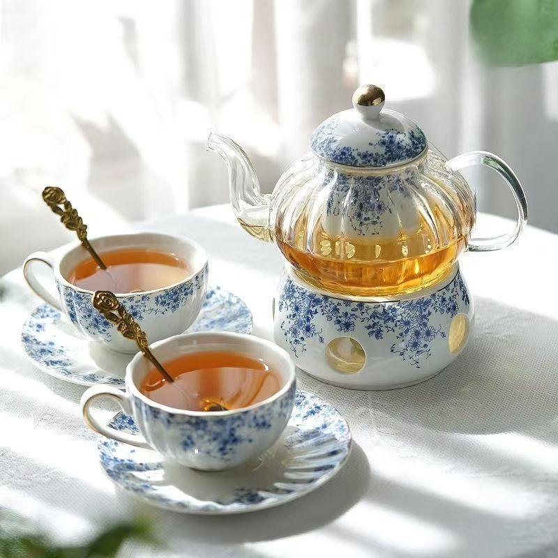English Flower Teapot Classical Blue and White Daisy Pot Home Ceramic Cup and Saucer Phnom Penh Afternoon Flower Teaware Set