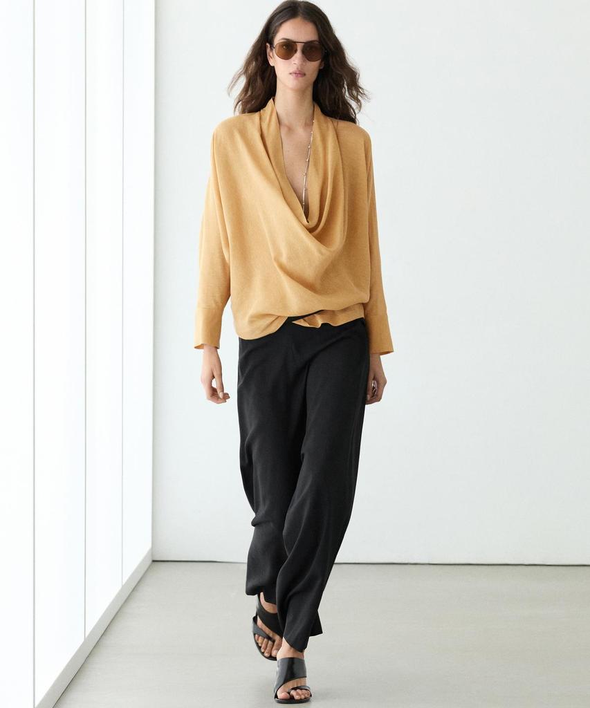 Masimodutti Fluid Drape Neck Blouse