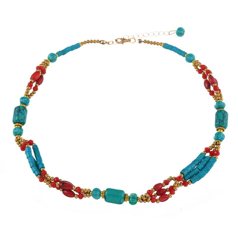 Bohemian ethnic retro necklace, Nepalese hand woven exotic style collarbone chain accessory for women