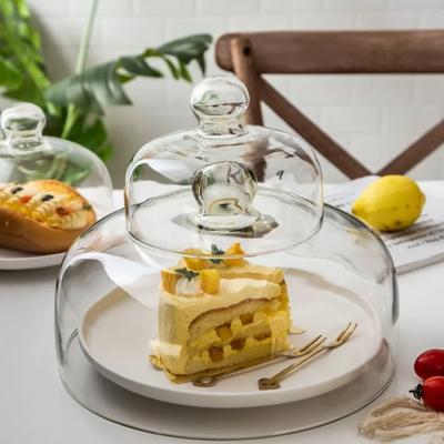 Dome Cake Glass Cover Transparent Lid Food Dessert Cover Cake Cheese Dust-proof Glass Tall Cover Household Kitchen Supplies