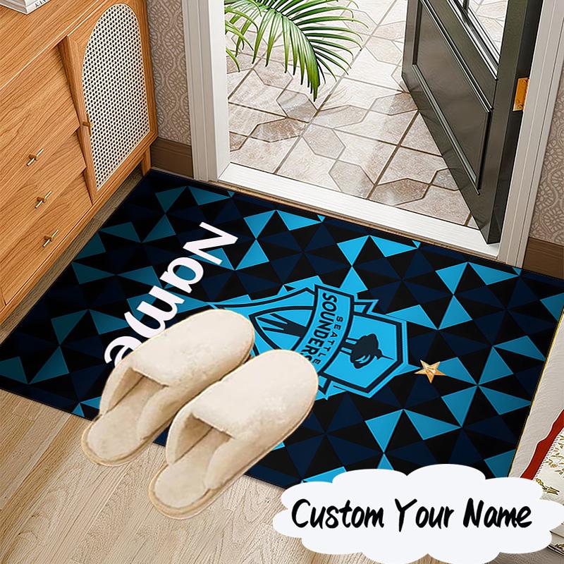 Custom Name Sounders FC Crest Rug for Living Room, Game Rooms, Office, Bedroom, Floor Mat Playful Design, fan gifts Christmas decor