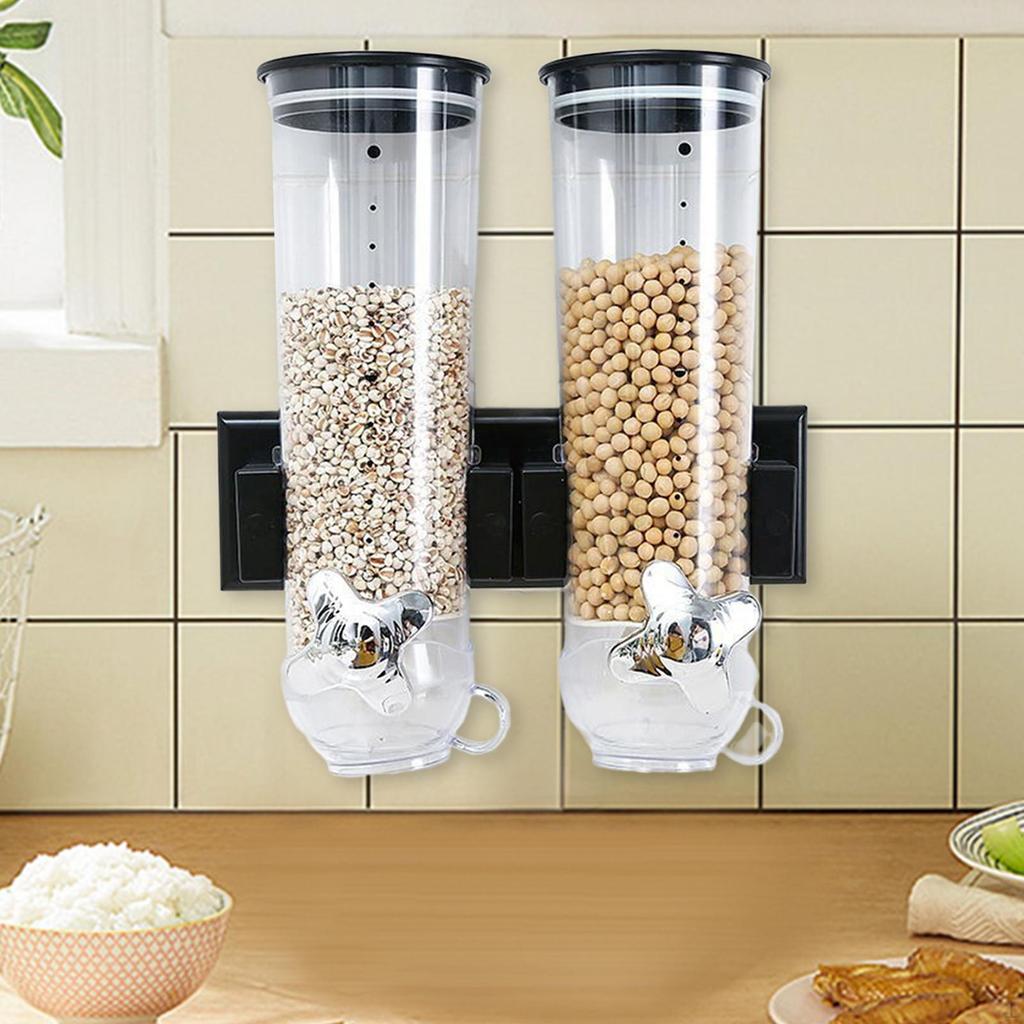 Dry Food Cereal Dispenser Candy Jar Multifunction 1.5L Each Kitchen Storage Container Wall