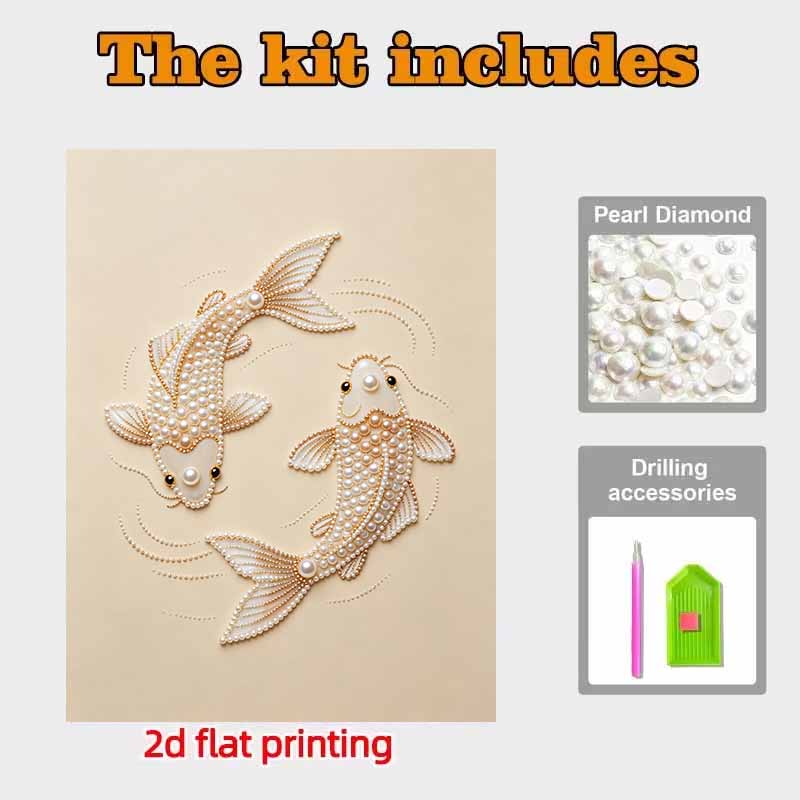 Koi Fish Pearl Art Painting Home Wall Decor Pearl Gemstone Painting Picture Crafts Adult/Beginner Gift Creative Home Decor Unframed DIY Craft Art