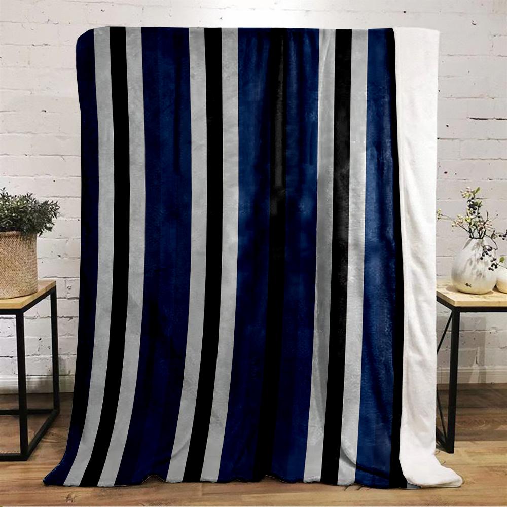 Blue and black vertical striped pattern blanket Flannel blanket for bedroom, living room, sofa, and nap sofas
