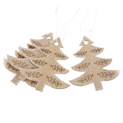 Wooden Christmas Tree Pendant Set of 4