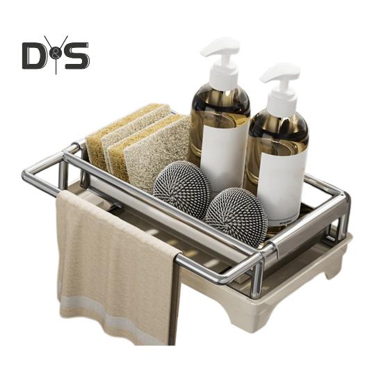 

Стеллаж для хранения под раковиной, большая вместимость, прочный, несущий нагрузку, нержавеющий держатель для губки, органайзер для кухонной стойки серый