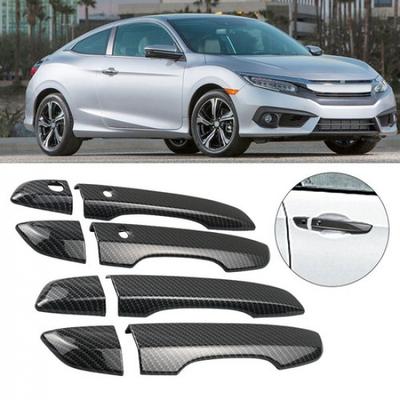 For Honda Civic 16-20 Exterior Door Outer Handle Cover Trim Carbon Fiber Black