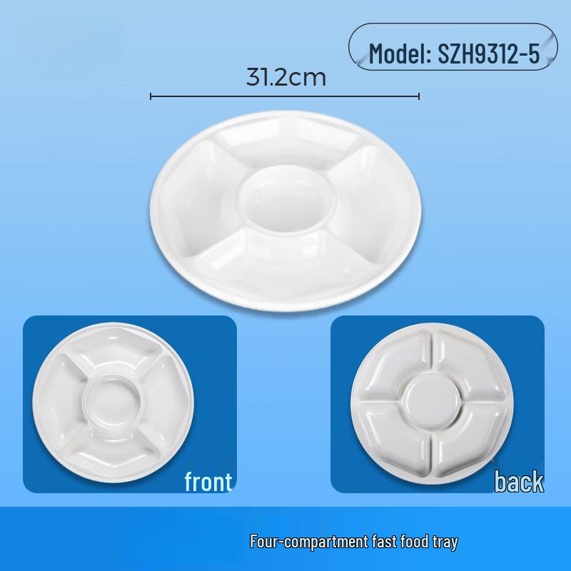Wohe Thickened Melamine 4-Compartment Square Meal Plate