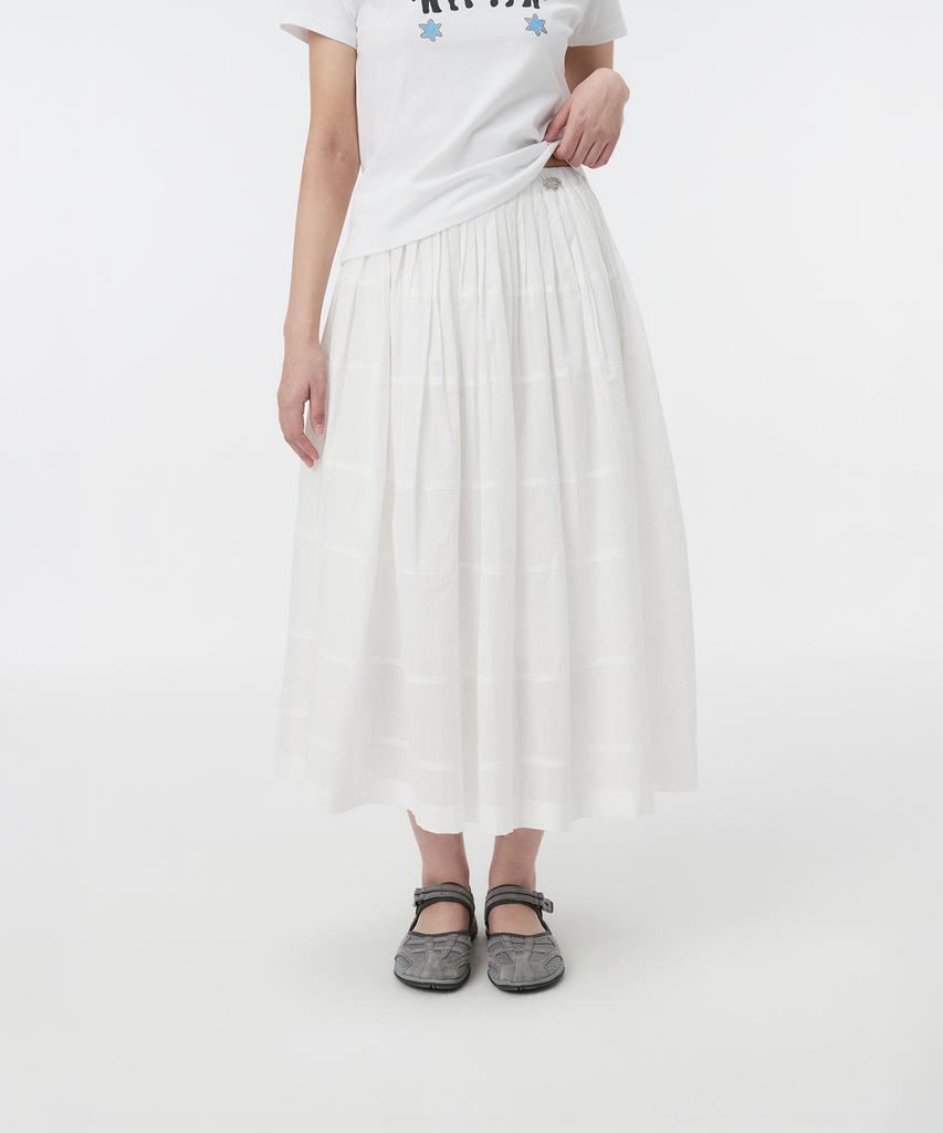 Ohesio Shirring Tiered Maxi Skirt, White