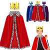 Red Velvet Adult Kids Prince Robe Party Cosplay Costume Boys Royal Prince Cape  Performance