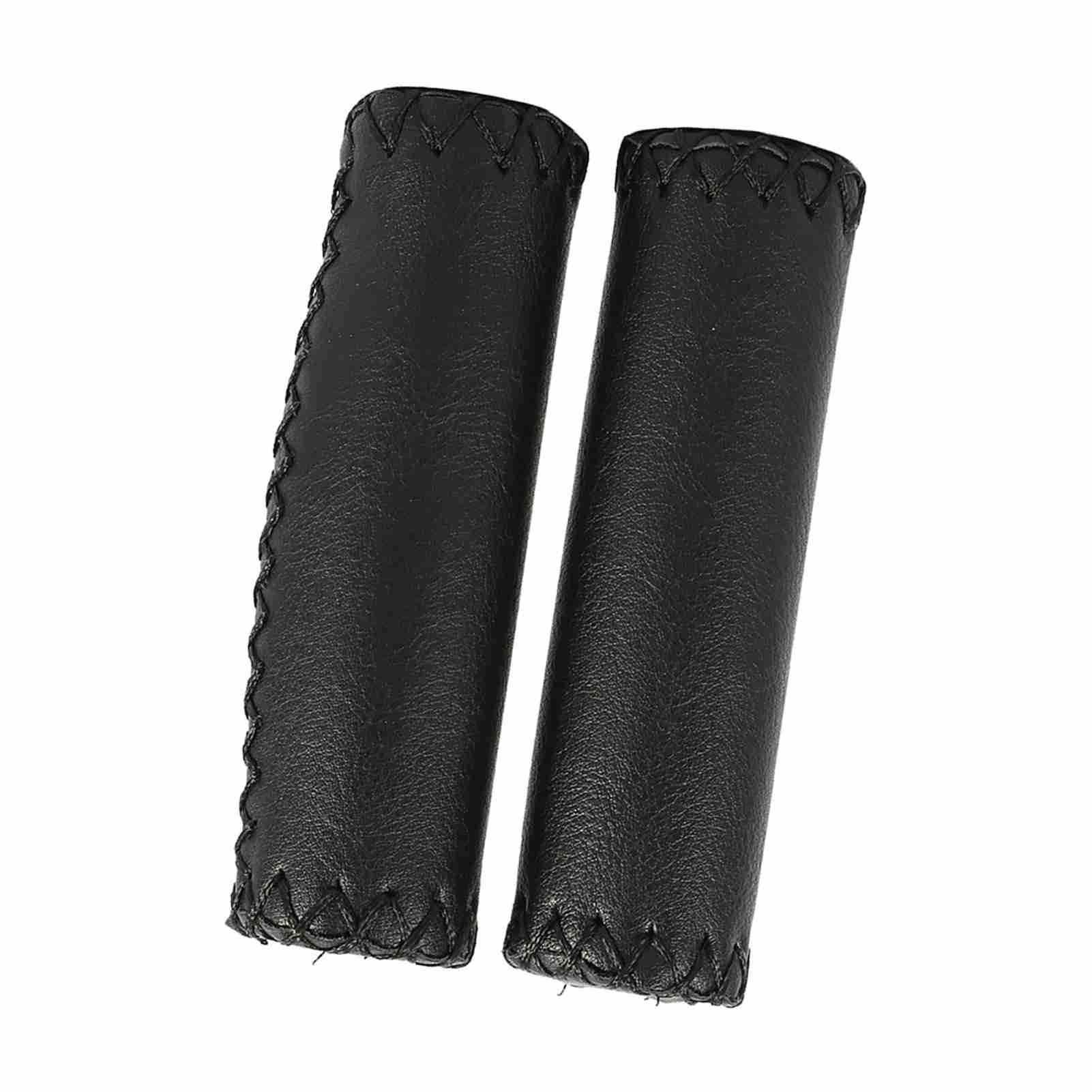 

1 Pair Three Colors Retro Artificial Leather Bicycle Handlebar Grips Bike Handle Cover Grips Black