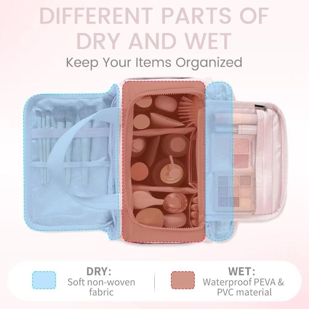Dry-wet Separation Portable Cosmetic Pouch Large Capacity Women Cosmetic Tote Shower Organizer