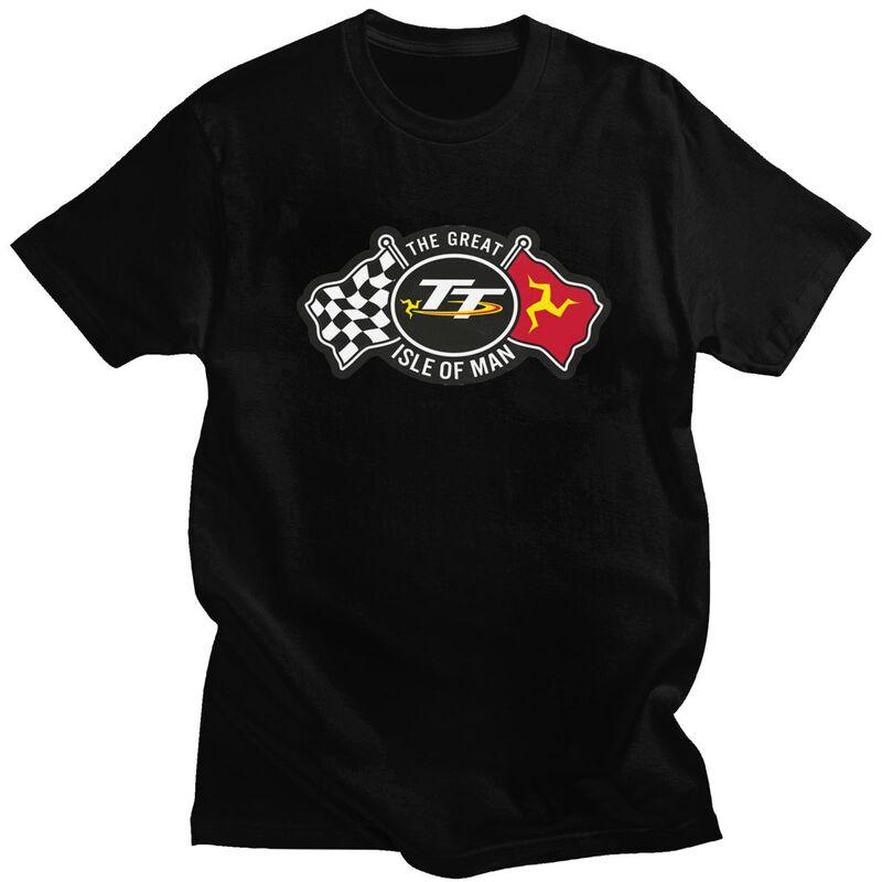 

Custom Isle Of Man TT Races T Shirt for Men Pure Cotton Tshirt Tees Short Sleeves Motorcycle Sports T-shirt Loose Fit Clothin... S разноцветный