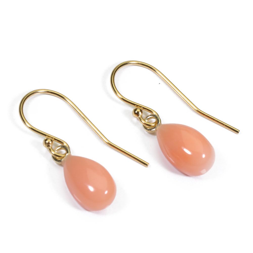 Pink garnet coral earrings with undyed hooks, gold-filled,