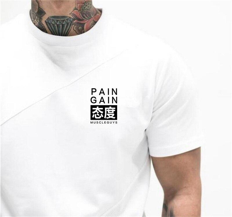 

Muscleguys Мужская свежая и дышащая бодибилдинг Топы Пэчворк Хлопчатобумажная футболка Фитнес повседневные удобные футболки с коротким рукавом XXL белый