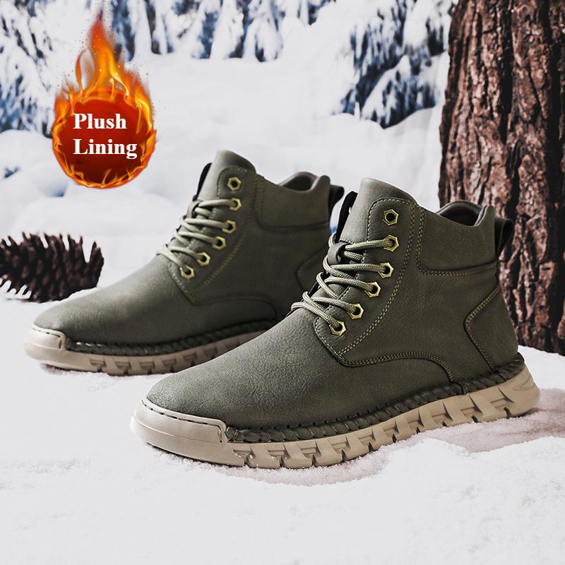 Handmade Men's High-top Boots Ankle Leather Shoes Outdoor Hiking Boots Sneakers Footwear Autumn & Winter