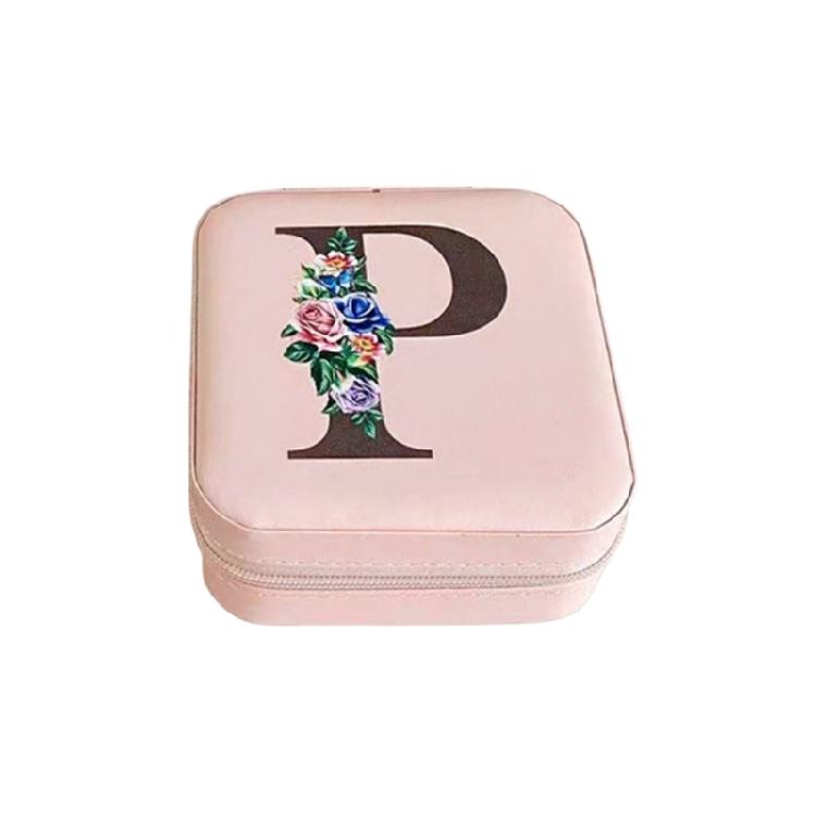 Jewelry Travel Organizers Letter Pattern Small Jewelry Container Fashion Portable Case PU Texture for Fashionable Lover