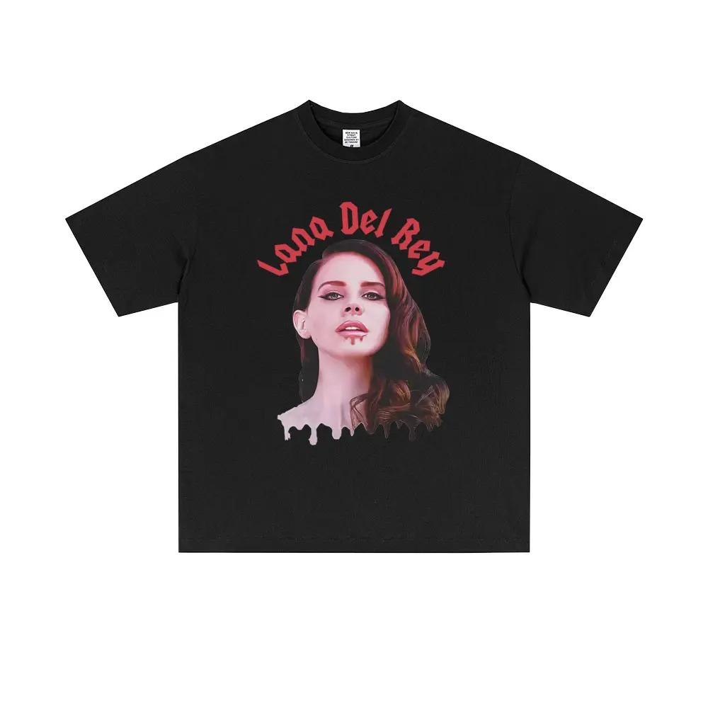

Singer Lana Del Rey Portrait Graphic TShirt Unisex Casual Cotton Loose Short Sleeve TShirt Unisexs Fashion Vintage Street Style XL