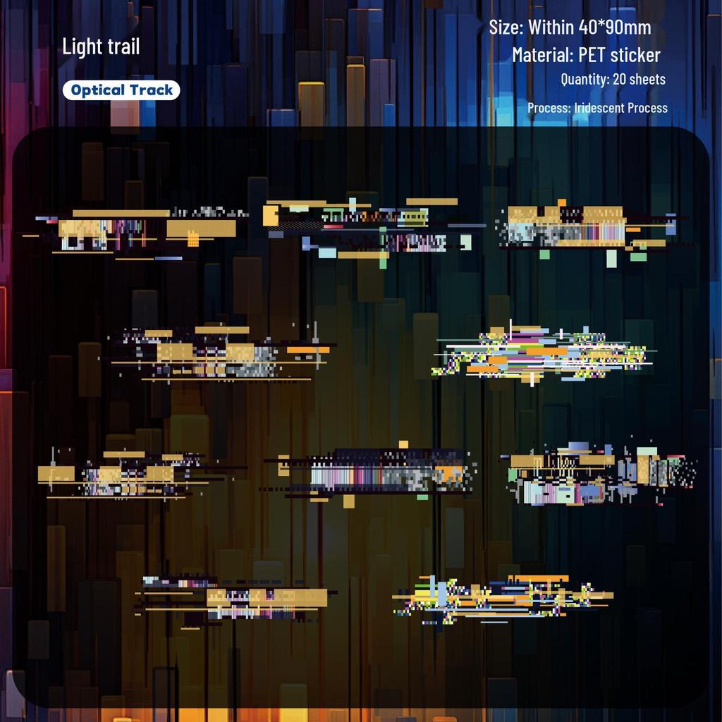 RetroStory Cyberpunk Laser Journal Stickers - Noise Space Series (20 Sheets)