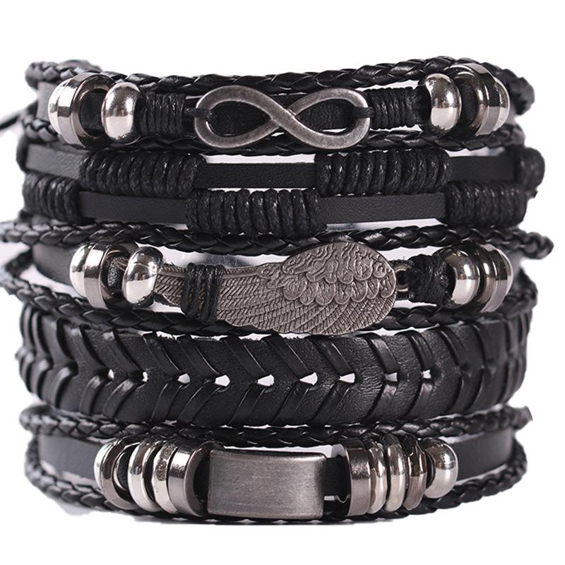 Men's Retro Multi-Layer Handmade Leather Bracelet Set