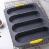 Neue Silikonform mit 4 Gittern, französische Brotbackform, Brotbackblech, antihaftbeschichtete Kuchen-/Baguetteform, Pfannen, Brotbackwerkzeuge, 7 Farben