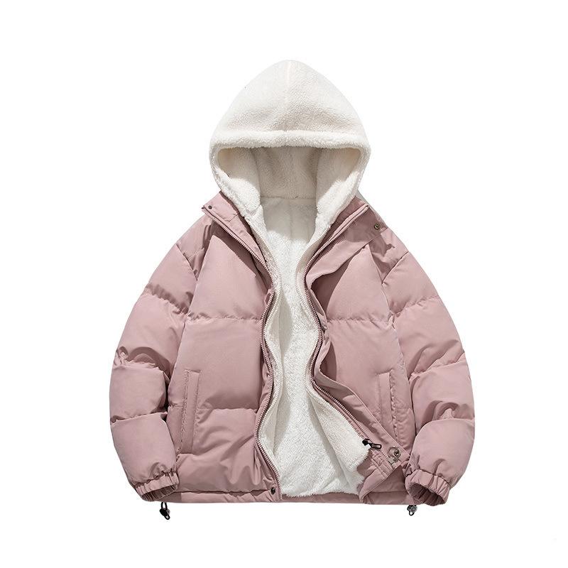 Cotton Coat Men's Winter Lamb Velvet Jacket Winter Clothes Plus Velvet Cotton Jacket Couple Bread Clothes Thickened Cotton Jacket Korean Version Trend