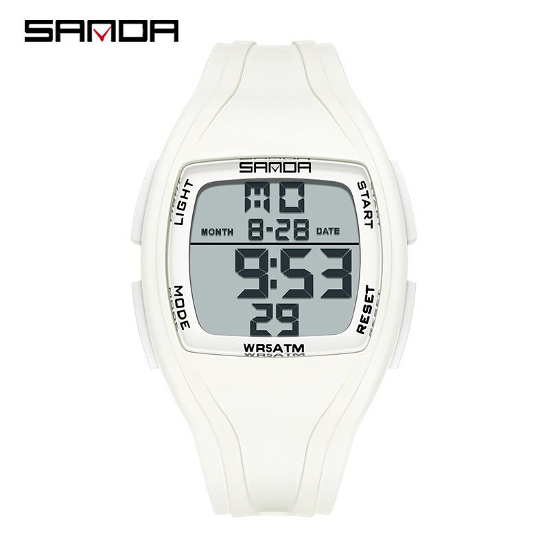 Sanda Stylish Electronic Alarm Clock Watch for Students белый