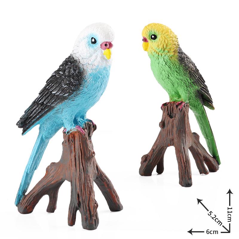 Children's Wooden Parrot Model: Cognitive Simulation Bird Ornament and Potted Plant Decor