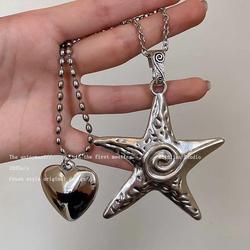 Korean Niche Design Silver Cross Necklace Female Long Clavicle Punk Retro Hottie Y2k Neck Jewelry