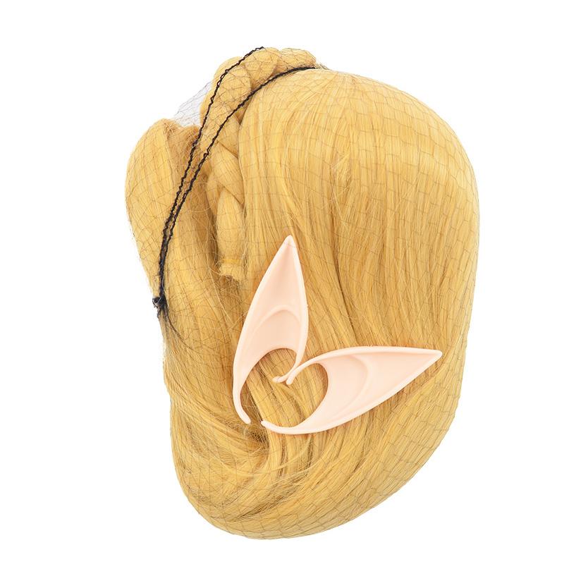 2pcs Sets Anime Wig Princess Golden Braid Wigs Long Heat Resistant Synthetic Hair Cosplay Wigs +Elf Ears