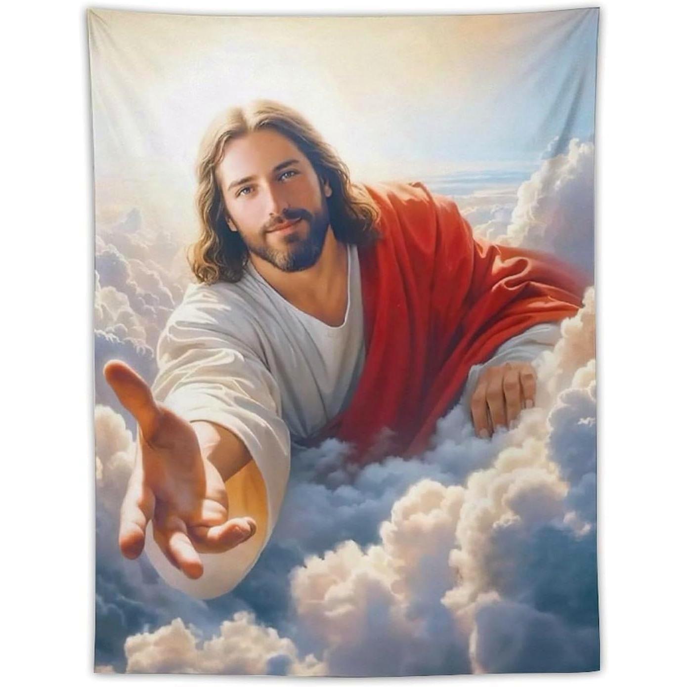 

Иисус Протягивает Руку Голубь Деревенский Пейзажный Дизайн Гобелен Украшение Комнаты Домашний Декор Спальня Настенный Тканевый 29x37in