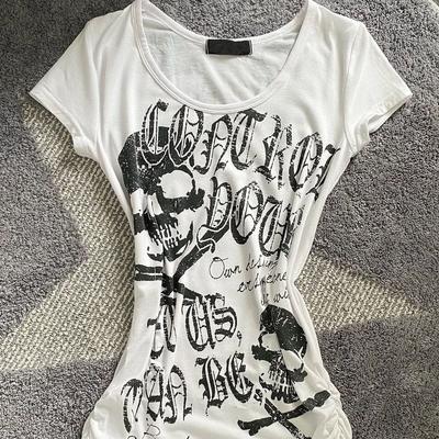 Dziewczęce koszulki Y2K Koszulki z nadrukiem retro dla kobiet Seksowne koszulki Street Wear Casual Tops