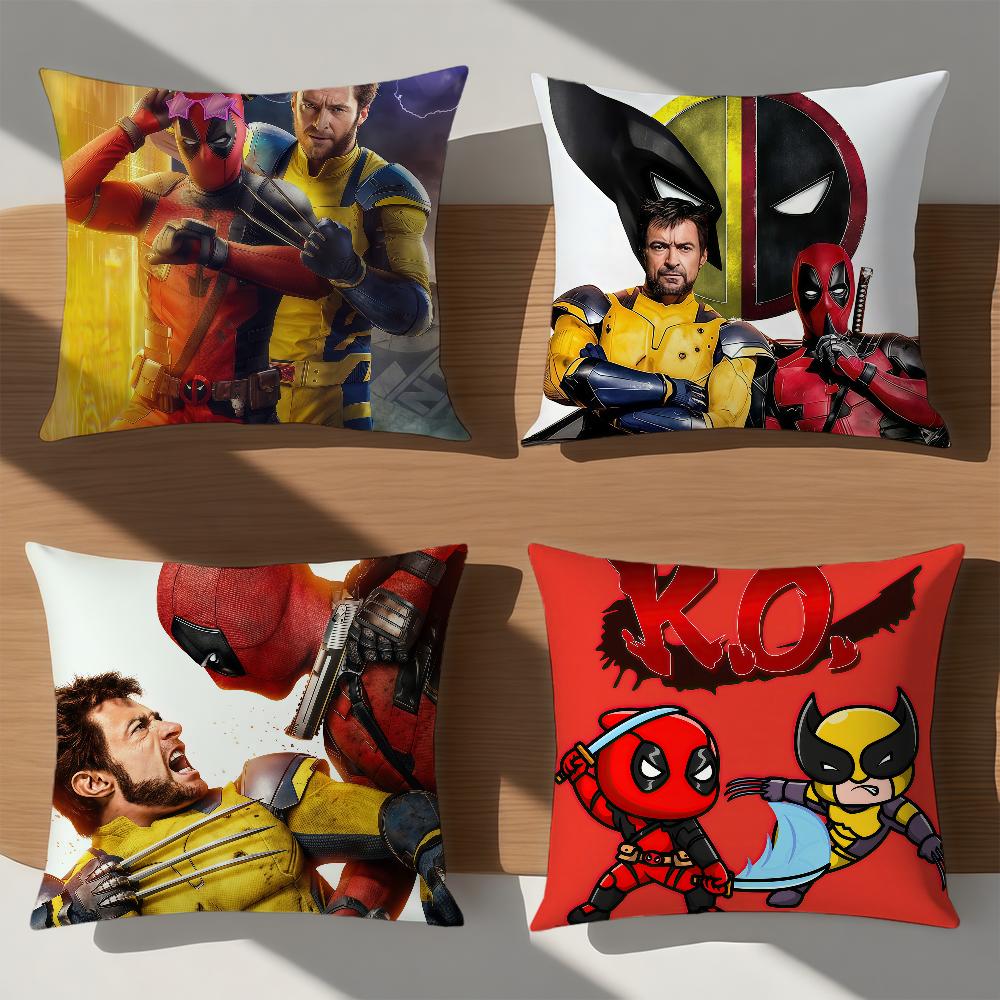 Movie Cool D-Deadpool W-Wolverine Ml Cushion Cover Soft Hogar Pillowcase For Sofa Living Room Bed Home Decor Protective Covers