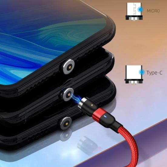 Magnetisk 5A hurtigladekabel Micro USB Type-C plugg dataledning for Android