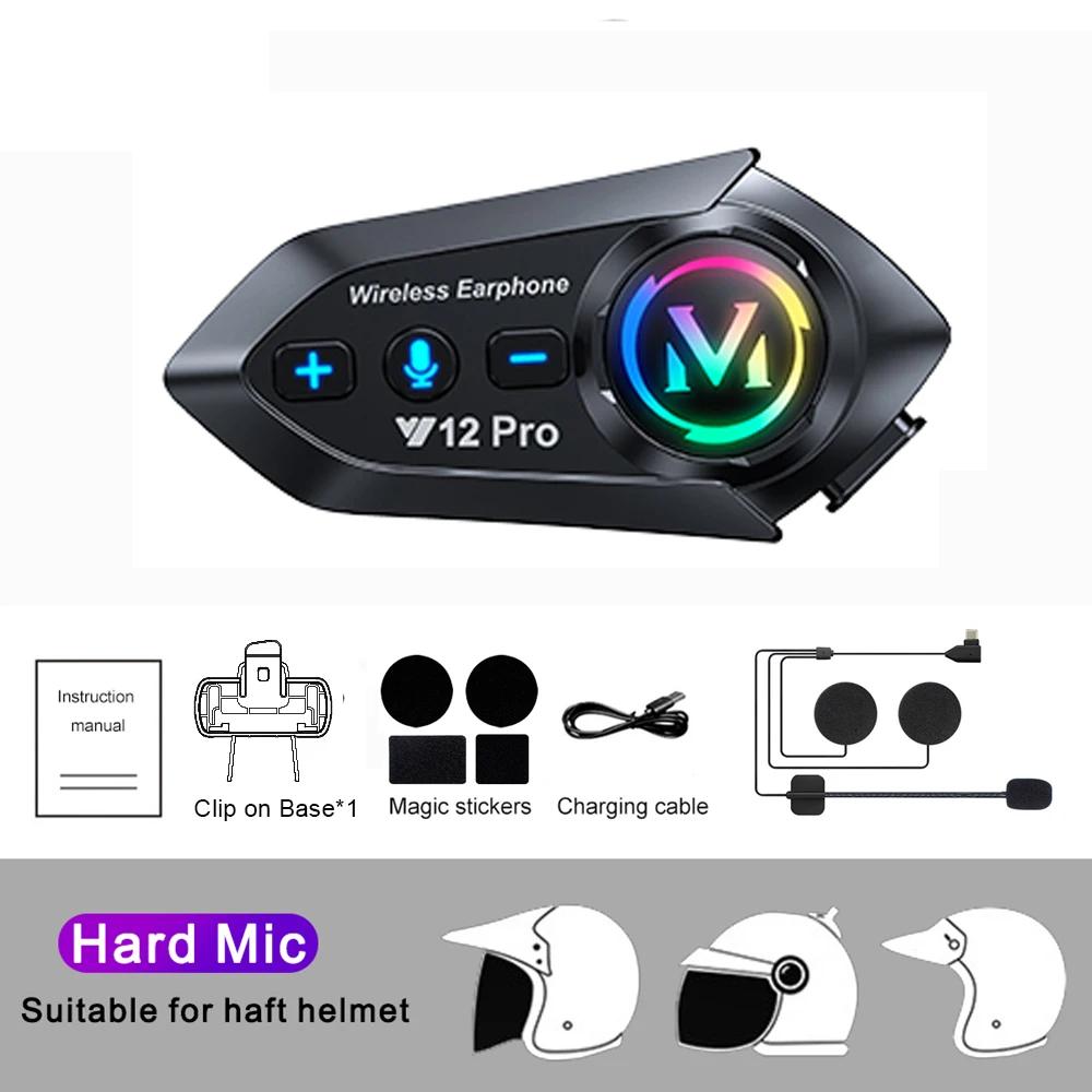 500M Full Duplex Motorcycle Helmet Intercom Headset Dual Core Bluetooth V5.4 Voice Assistant 1000mah Music Sharing Waterproof