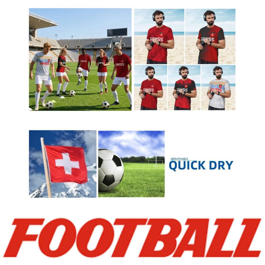 Switzerland Swiss SUISSE Soccer Football Tshirt Print 3D Flag National JERSEY CHEER Training Round Neck Unisex Men Women Sport Short Sleeve Uniform
