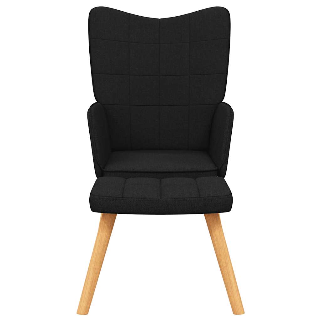 Relax Chair with Footstool Black Fabric