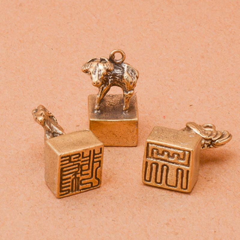Vintage Ottone Segno Zodiacale Cinese Sigillo Ornamento Decorazioni Figurine Miniature Accessori Decorazioni per la Casa Artigianato Souvenir e Regali