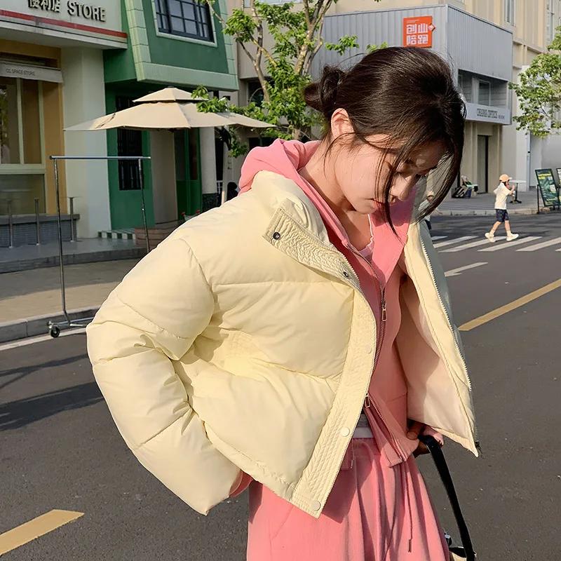 Winter Cropped Jacket Women Clothing Warm Short Puffer Jackets Lightweight Chic Stand Up Collar Student Cotton-padded Jacket