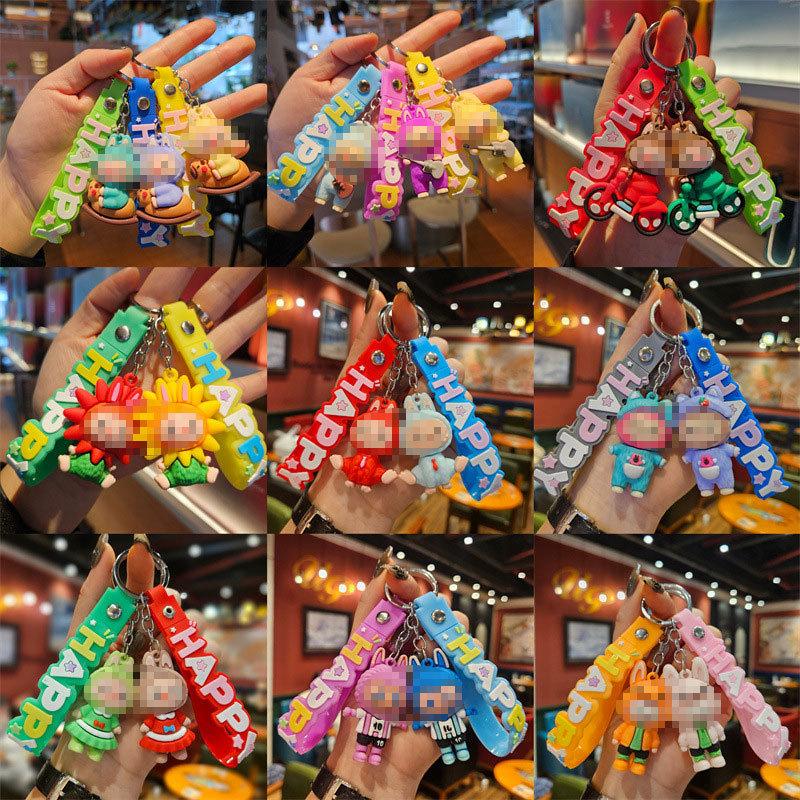 Internet-Berühmtheit Cartoon-Puppe Schlüsselanhänger Taschenanhänger Studentenanhänger Niedlicher PVC-Schlüsselanhänger Paar Auto Schmuck