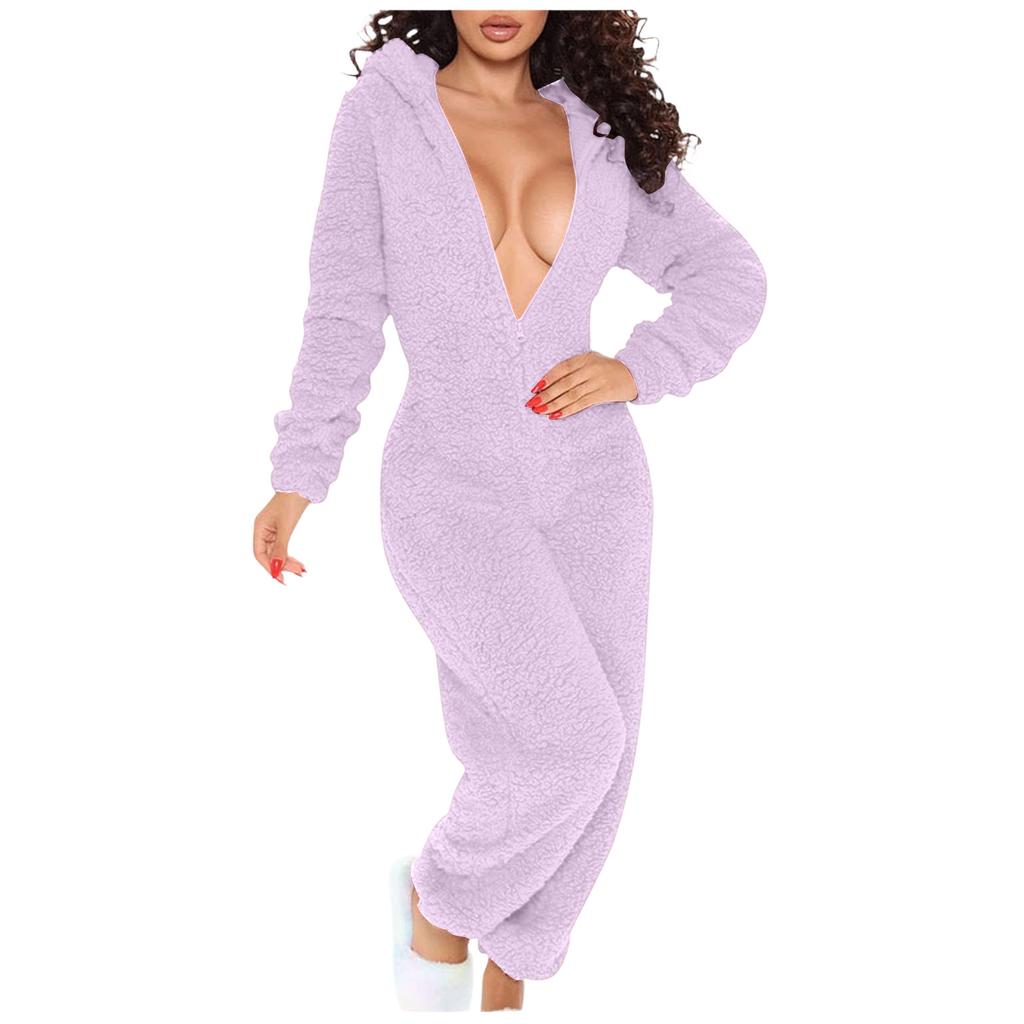 Women's Hooded Long Sleeve Pajama with Button Closure