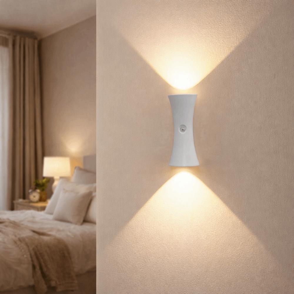 Creative LED Hourglass Wall Lamp Wireless Up Down Light Motion Sensor Night Light Dimmable Waterproof Bedside Wall Light