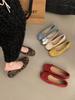 Gentle Ballet Flats Bow Shallow Mouth Single Shoes Spring and Summer New Large Size Soft Sole Beanie Shoes Women