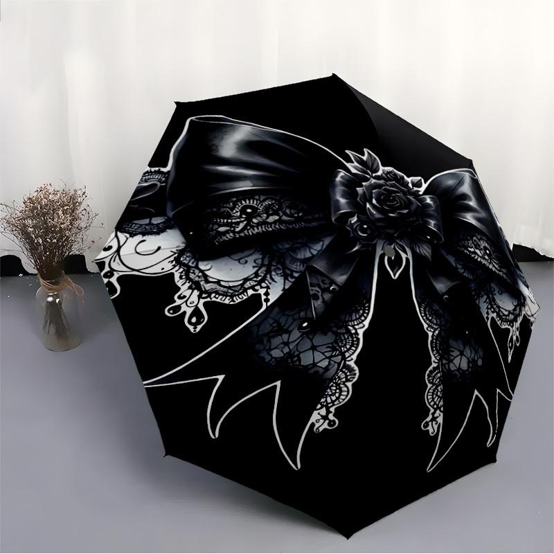 1pc Gothic Bow Automatic Open/Close Umbrella, Lightweight for Women/Men, Perfect Gift - for Everyday or Holiday Eventsyy251127092