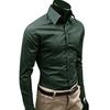 Pánská móda Ležérní Jednobarevná Cukrová barva Dlouhý rukáv Slim Fit Společenská košile Top